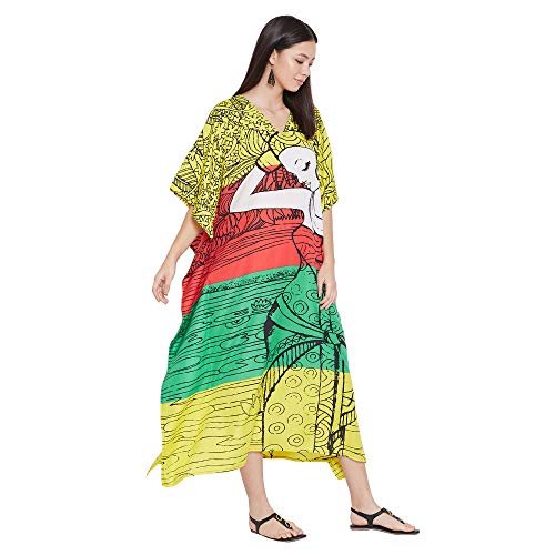 Image of Oussum Women Kaftan Plus Size Polyester Summer Lightweight Caftan Swimsuit Cover Ups Maxi African Mumu Lounge House Dress