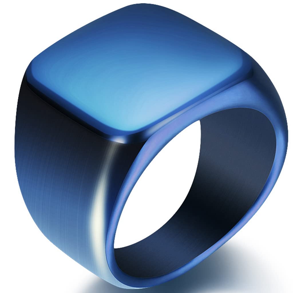 Jude Jewelers Stainless Steel Signet Ring - 10mm Wide Black Oxidized Finish, Hypoallergenic (Size 9)