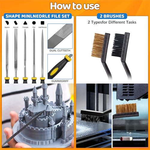 50Pcs 3D Printer Tool Kit & Accessories for All FDM/SLA Printers, Includes Nozzle Cleaning Kit, Scraper, Deburring Tool, Files, Brushes - Complete Starter Kit with Case - Image 3