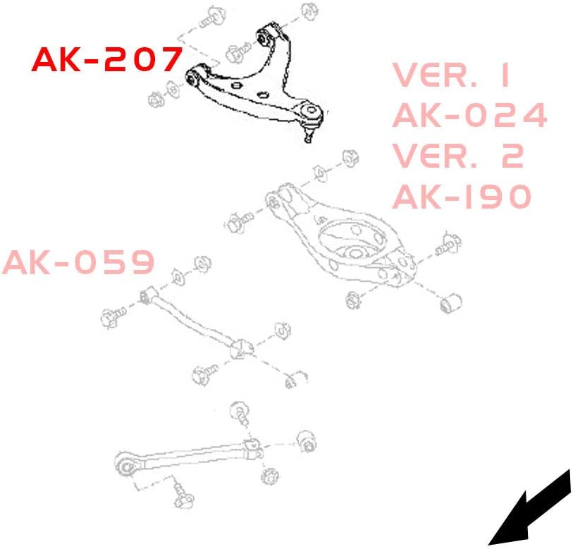 Godspeed AK-207-G2-E Adjustable Camber Rear Upper Arms With Spherical Bearings, Set of 2, compatible with Infiniti G35 Sedan 2007-08 / G37 Sedan 2009-13