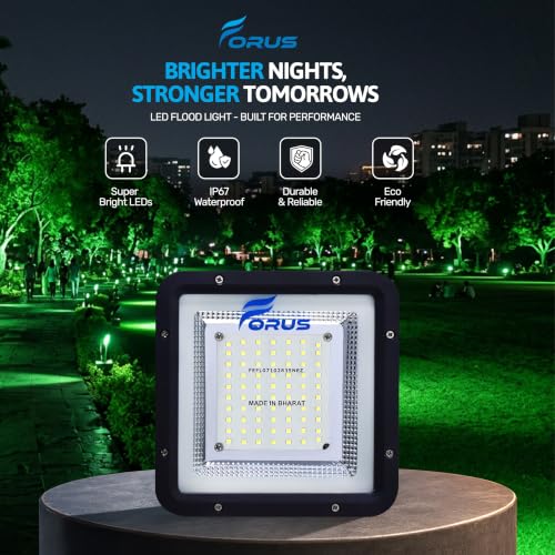 Image of Forus 50W Green Color Flood Light Outdoor LED Waterproof Decorative Focus Lamp for Home Garden Events Security Terrace Landscape Pathway Building Festival Stage Party Celebration Lighting - 1 Pc