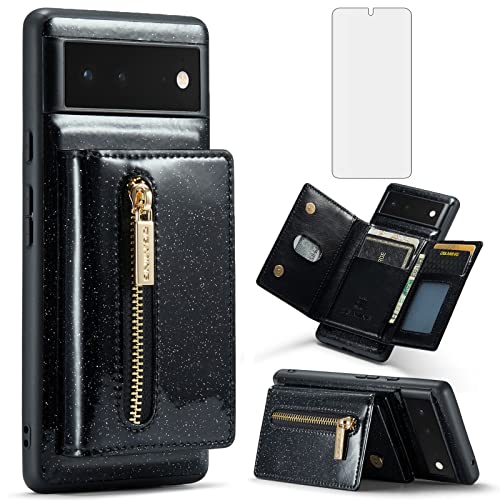 Cadeau idéal Google Pixel 6 pochette portefeuille en cuir noir chic pour femmes et filles