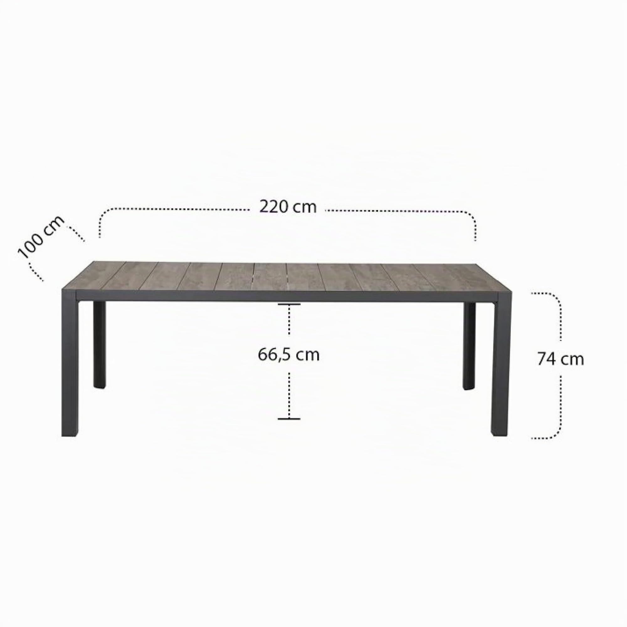 Siena Garden Silva Tisch, Anthrazit, 100 x 220 x 74 cm
