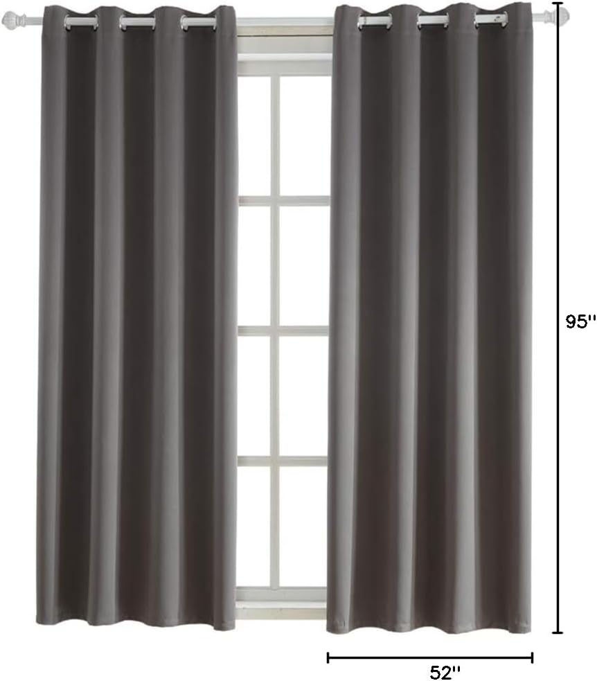 BEGOODTEX Inherent Flame Fire Retardant Blackout Curtains, Grey, 52W by 95L inch, 1 Panel for Meeting Room Kitchen