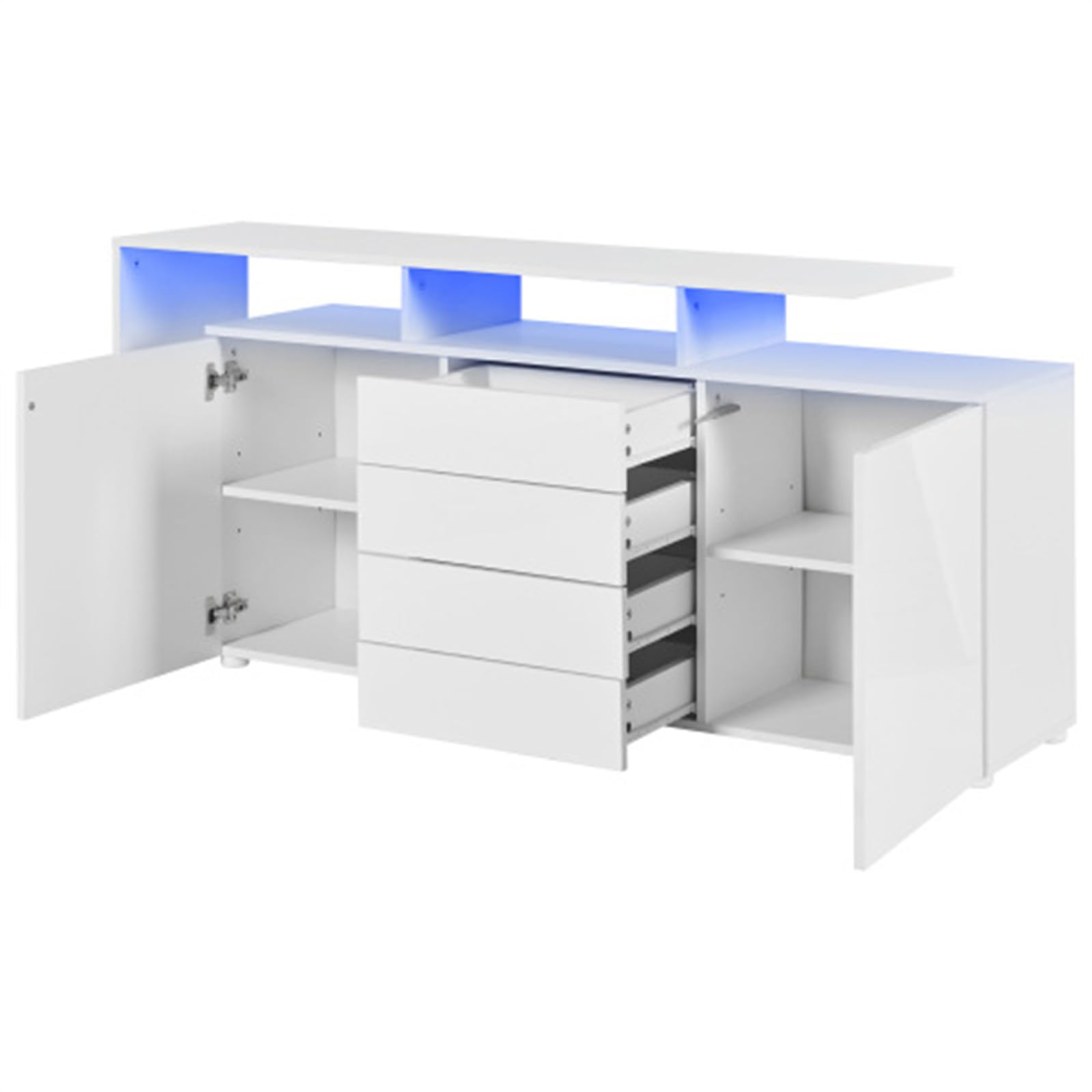 Mobile da Ingresso Moderno Ed Elegante, Credenza Multifunzionale con Illuminazione A LED, Vetrina per Porta D'ingresso del Soggiorno, Facile da Montare