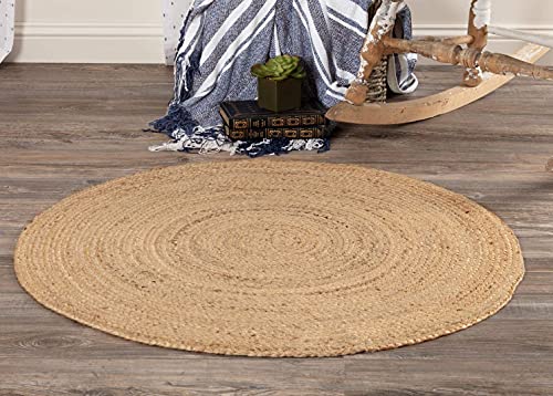 Image of Home Handwoven Jute Round Rug(60 cm Round Door mat), Natural Fibres, Braided Reversible Carpet for Bedroom Living Room Dining Room (60 cm Round Door mat)