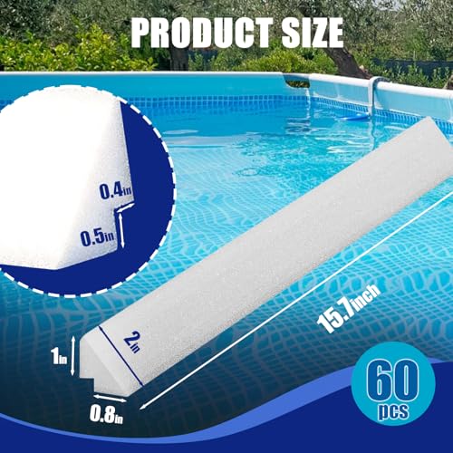 Image of 60PCS Peel and Stick Pool Cove, Closed Cell Foam Above Ground Pool Cove with Adhesive Backing, 24' Round Pool Liner Protection, Prevents Pool Liner Wear & Tear, Easy DIY Installation