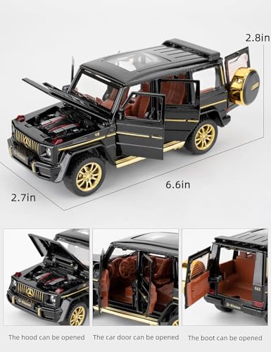 Image of 1:32 Scale Car Model Compatible Collectible Benz G63 AMG Diecast Toy Vehicle, Zinc Alloy Pull Back Toy Car with Sound and Light for Adults, Boys, and Girls (Black)