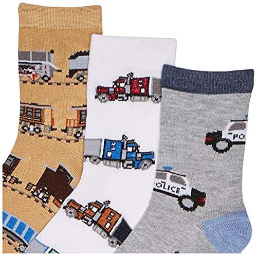 Jefferies Socks Little Boys Trains Trucks Cars Pattern Crew Socks 6 Pack2