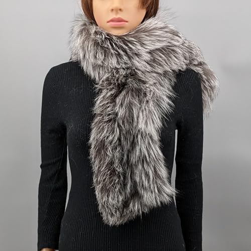 LVCOMEFF Women Real Fox Fur Scarf Furry Fluffy Luxurious Multicolor Winter Warm2