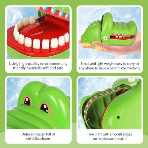 MociMoci Krokodil Spiel Croco Doc Spiel Spielzeug Krokodil Zähne,Action Geschicklichkeit für Familienspiel, Teste Dein Glück, für Kinder, Familienspiel, Partyspiel, Jungen Geschenk (Grün-S)
