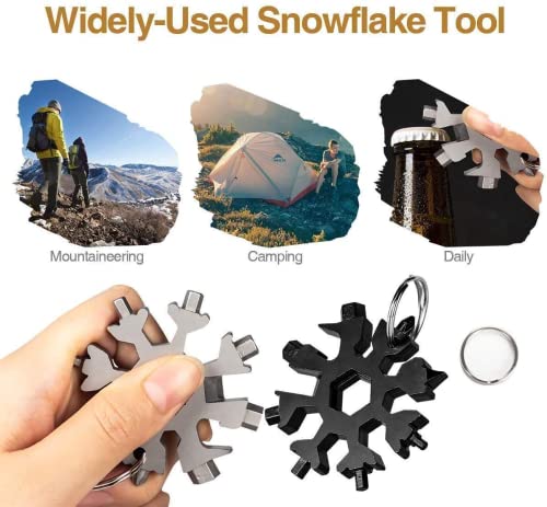 3Pcs Snowflake Multitool 18-In-1 Stainless Steel Keychain Multi Tool Bottle Opener Flat Phillips Screwdriver Wrench Kit For Outdoor Travel Camping Adventure Daily Tool (3Pcs) #TOP3