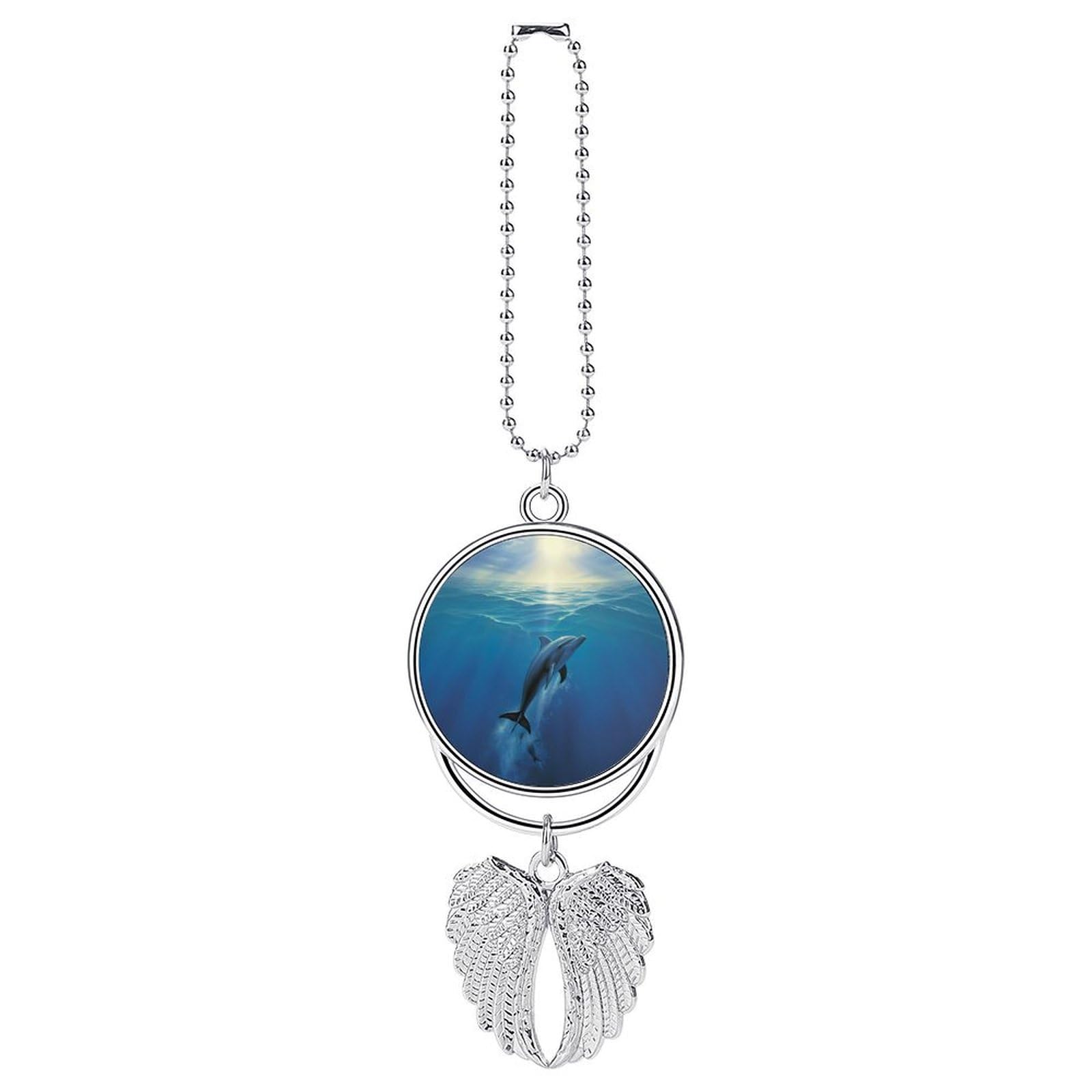 Dolphin in The Ocean Car Charm Alloy Car Rear View Mirrors Hanging Ornaments Stylish Car Pendant Funny Auto Hanging Accessories Car Hanging Ornaments Gift for Women Men