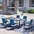 BUPPLEE 7-Piece Expandable Outdoor Patio Dining Set for 6-8 Person - 6 Stackable Texlin Sling Chairs & 38"-84" Rustproof Steel Table, Weatherproof Furniture for Backyard/Balcony/Poolside