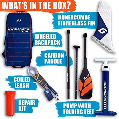 Gladiator Elite Touring 14.0T Inflatable Paddle Board - 26 Psi Ultimate Technology 14' Touring Stand Up Paddleboard - 6" Thick Paddle Boards With Accessories - Ultra-Light Inflatable Sup Board #TOP6