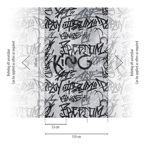 Livingwalls Grafitti The Wall Non-Woven Wallpaper 1.59 m x 2.80 m Grey Black Made in Germany 382511 382511 - Image 2