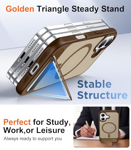 Image of Designed for iPhone 17 Case, [Built-in Invisible Kickstand][Compatible with MagSafe][Military Grade Shockproof] Slim Translucent Matte Phone Case 6.3 inch (Desert Brown)