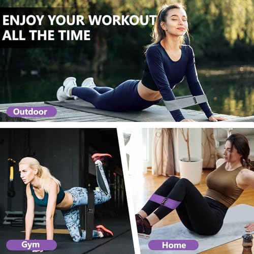 Image of Exercise Bands, 3 Levels Fabric Resistance Bands for Working Out, Workout Bands Resistance for Women & Men, Multi-Colored Fabric Booty Bands for Leg Strength Training, Rehab, Yoga