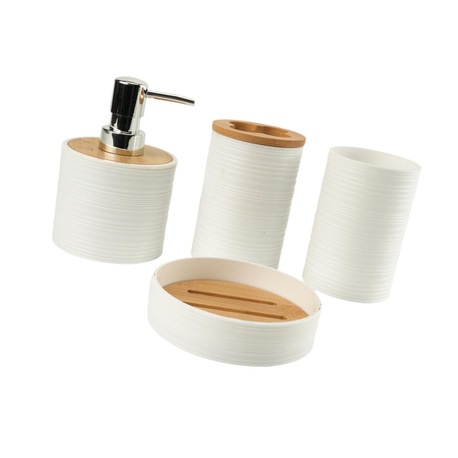 Baoblaze Ensemble d'accessoires de Salle de Bain 4 pièces, Ensemble Complet d'accessoires de Bain, décoration de Salle de Bain, Porte-Brosse à Dents, gobelet, Blanc