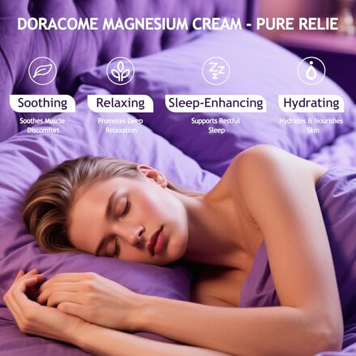 Image of Magnesium Lotion with Fast-Absorbing Formula - Non-Greasy Magnesium Cream for All Skin Types Ideal for Bedtime Routine on Legs, Calves & Feet Unscented Care-Creamy Tone Purple