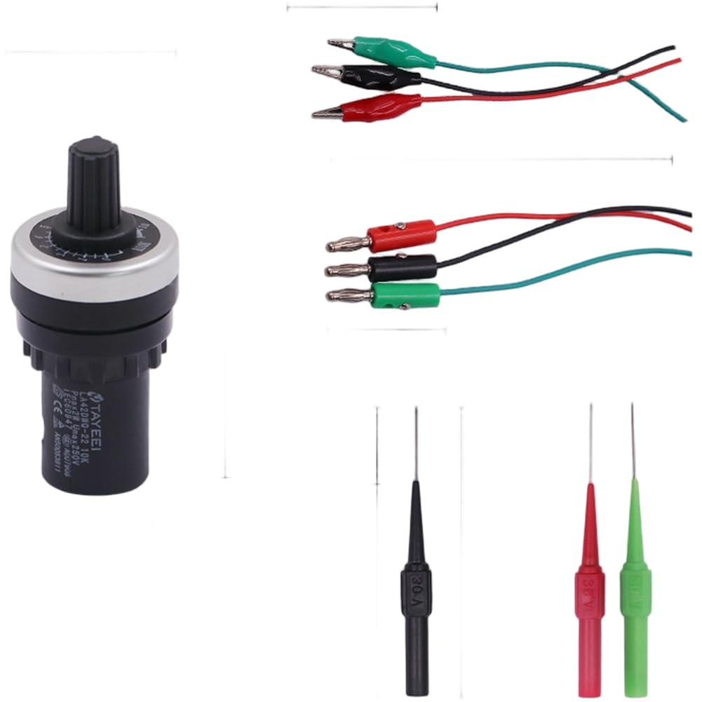 FUBESK Adjustable Vehicle Sensor Signal Simulator, Automotive Circuit Tester with Resistance Dial Control for Temperature and Signal Sensors, Black