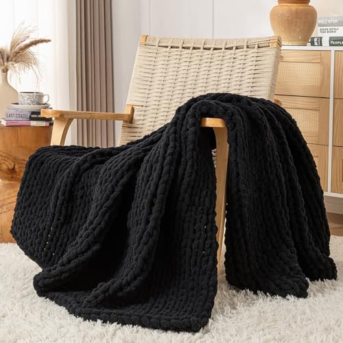 LAST MODA Chunky Knit Blanket Throw, 100% Hand...
