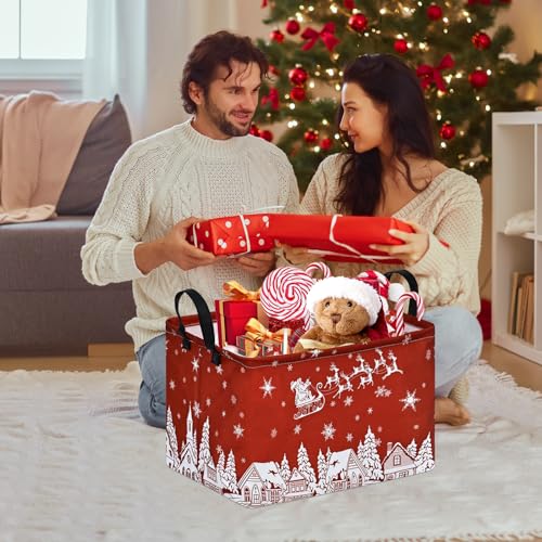 Image of Christmas Basket Box Hamper Storage Basket Collapsible Organizer Bin Gift Shelf Baskets for Home and Kitchen Storage
