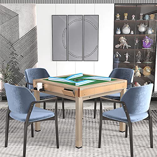 GPAIHOMRY Mesa de Mahjong automática de 4 Patas, 2 Juegos de fichas de Mahjong y Mesa de Comedor, Estilo Chino (Color : Champagne Gold3)