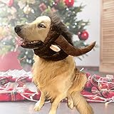 Christmas Reindeer Moose Dog Costumes, Funny Pet Wig Clothing Headwear Apparel Cosplay Accessories for Party, Festival, Eve Decor (M)