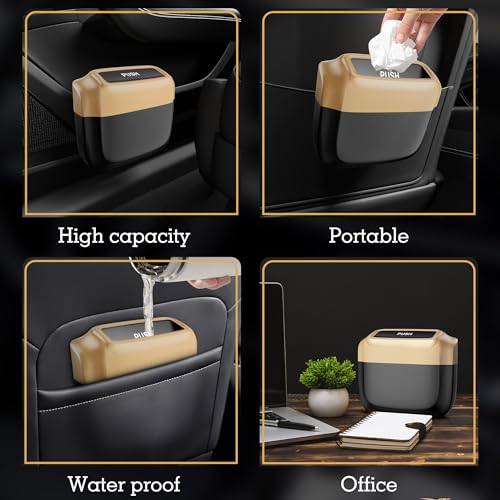Image of Car Trash Can with Lid,Built-in Storage Garbage Bag,Leakproof Vehicle Trash,Car Accessories for Interior,Mini Garbage Bin for Automotive, Home, Office, Kitchen, Bedroom,with 30pcs Trash Bags