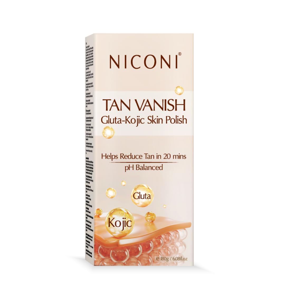 NICONI Gluta-Kojic Skin Polish | Instant Tan Removal & Glowing Skin | Infused with Kojic Acid & Glutathione | Ideal for All Skin Types | Lightens Suntan | 180g