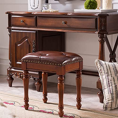 GRDDBZA Vanity Bench with Padded Cushion, Vanity Chair Dressing Stool Koto Stool Solid Wood Makeup Stool Bedroom Dressing Table Stool Shoe Changing Stool Piano Stool