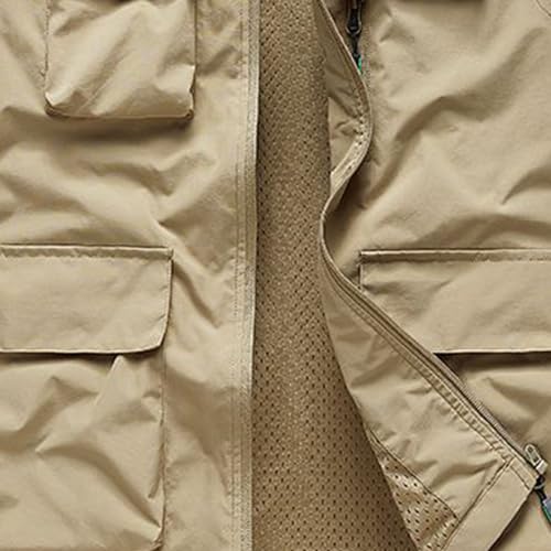 Generic Men's Casual Lightweight Outdoor Vest Work Fish Photo Travel Vest Cargo Utility Vest Multi Pockets Sleeveless Jacket3