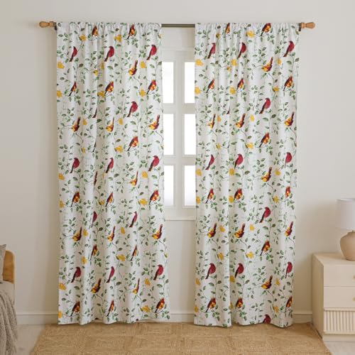HOMEMONDE Cotton Curtain 7 Feet Long - Printed Room Darkening Door Curtain, Rod Pocket Top Style Pack of 2 - (Little Wings, 84 Inch)