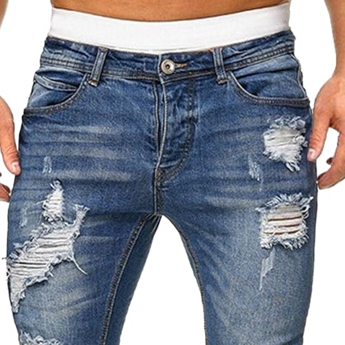 Mens Ripped Jeans Men's Slim Fit Jeans Stretch Destroyed Ripped Skinny Jean Side Striped Denim Pants4