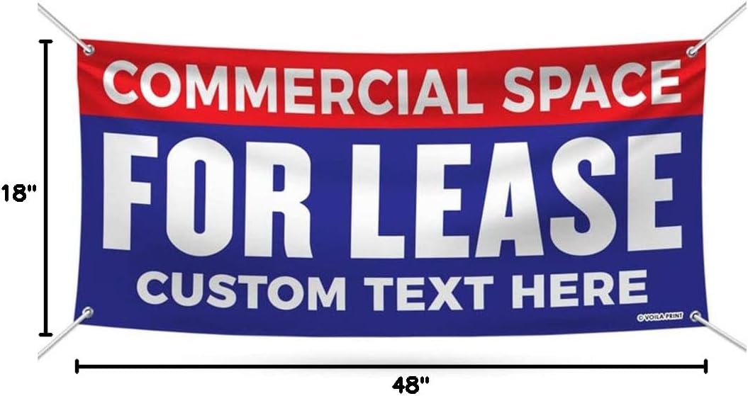 Commercial Space for Lease Custom Banner Sign - 13 oz Heavy Duty Waterproof Vinyl Banner for Business with Metal Grommets, VP5427 (36" x 48")