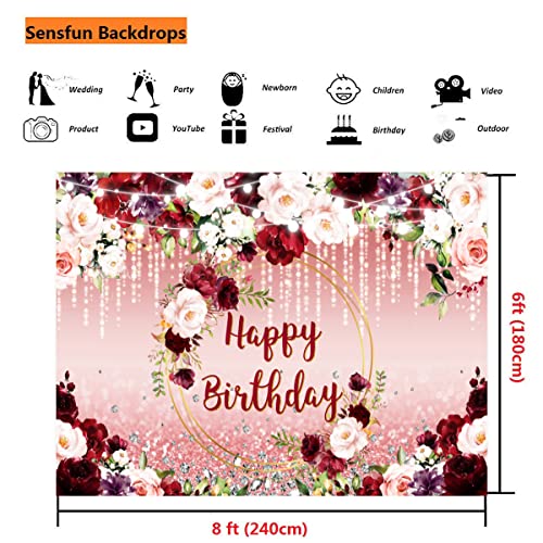 Fondo Fotográfico Sensfun Floral Burdeos 8x6ft miniatura 5