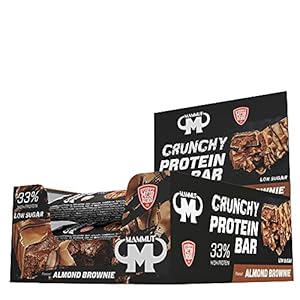 Mammut Nutrition Crunchy Protein Bar mit 15 g Protein und nur 1,3 g Zucker – Almond Brownie – 12er Pack (12 x 45 g)