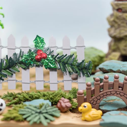 Miniatur Zaun Basteln, Mini Weihnachtsbaum Zaun Weiß, 90 x 10 cm Weihnachtszaun Mini Holzzaun für Wichteltür Feengarten Puppenhaus Blumentopf, Weihnachten Miniatur Ornamente
