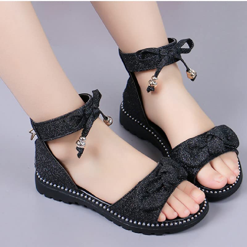 MATERUIEYES Rear Zip Fashion Sandal Girl Bright Sparkling Bow-tie Children's Shoes4