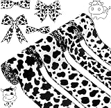 Kuscul 4 Rolls 20 Yards Cow Print Wired Edge Ribbons Black White Cow Spot Pattern Ribbons Cow Print