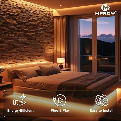 Image of MPROW 10 Meter LED Rope Light | 120 LEDs /Meter Waterproof Strip Light | Cove Light for False Ceiling, Diwali, Balcony & Indoor Decoration (Warm White)