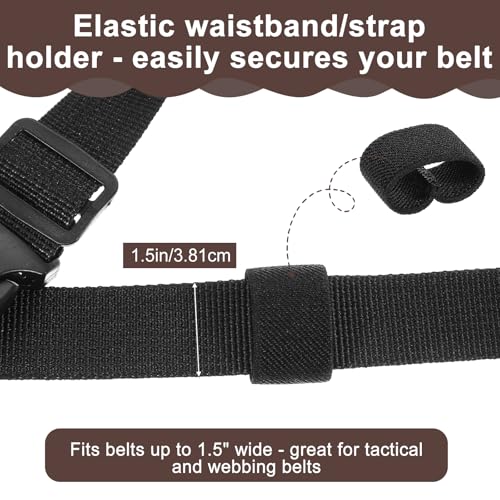 Giantree 20 Stück Elastische Gürtelschlaufe, Elastische Gürtelhalter, Schwarze Nylon Gürtelschlaufen Taktische Rucksackgurt Halter zum Befestigen von Gürteln Rucksäcken Tragetüchern für 3,5-4cm Gürtel