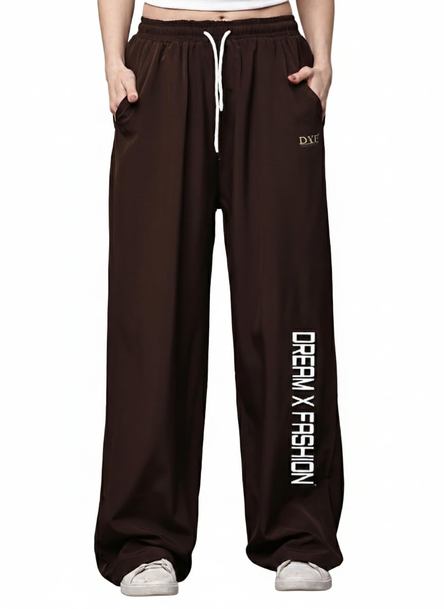 Women Solid Wide Leg Track Pants | Loose Fit Stylish Casual & Gym Wear Lower for Women-image-43