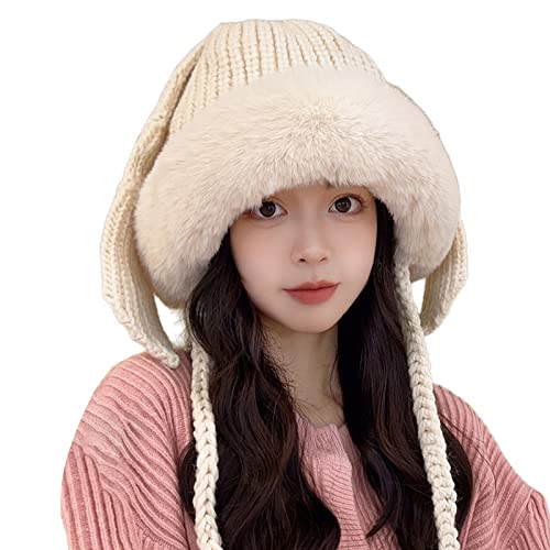Ear Shape Hat Elastic Windproof Hat Ear Protections Hat Warm Winter Cosplay Cycling Skiing Supplies Beige