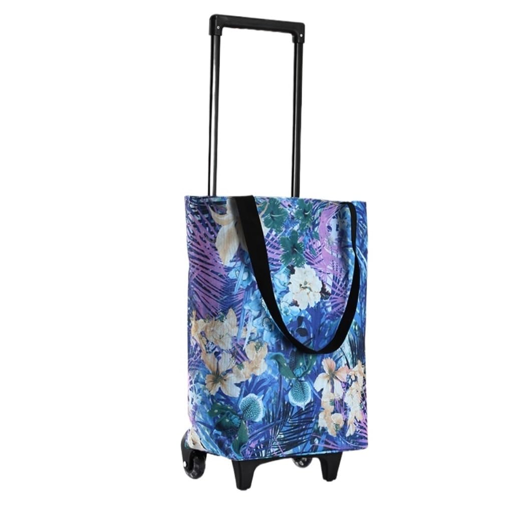 SBZIOJHDR foldable shopping trolley， Oxford Cloth Trolley Bag with Large Wheels and Handle Grocery Utility Cart