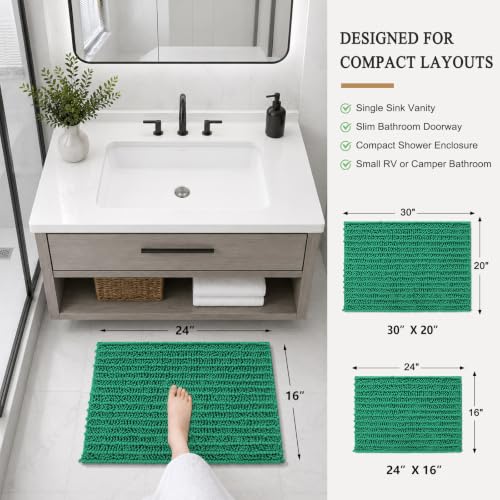 Image of Arotive Luxury Small Bathroom Rugs 24x16, Extra Soft Thick Absorbent Shaggy Chenille Bath Rugs, Machine Wash Dry, Bath Mats for Bathroom Floor, Tub and Shower, Home Decor Accessories, Emerald