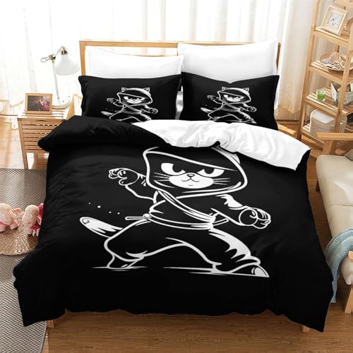 Housse de couette chat noir en microfibre douce anti-plis - 3