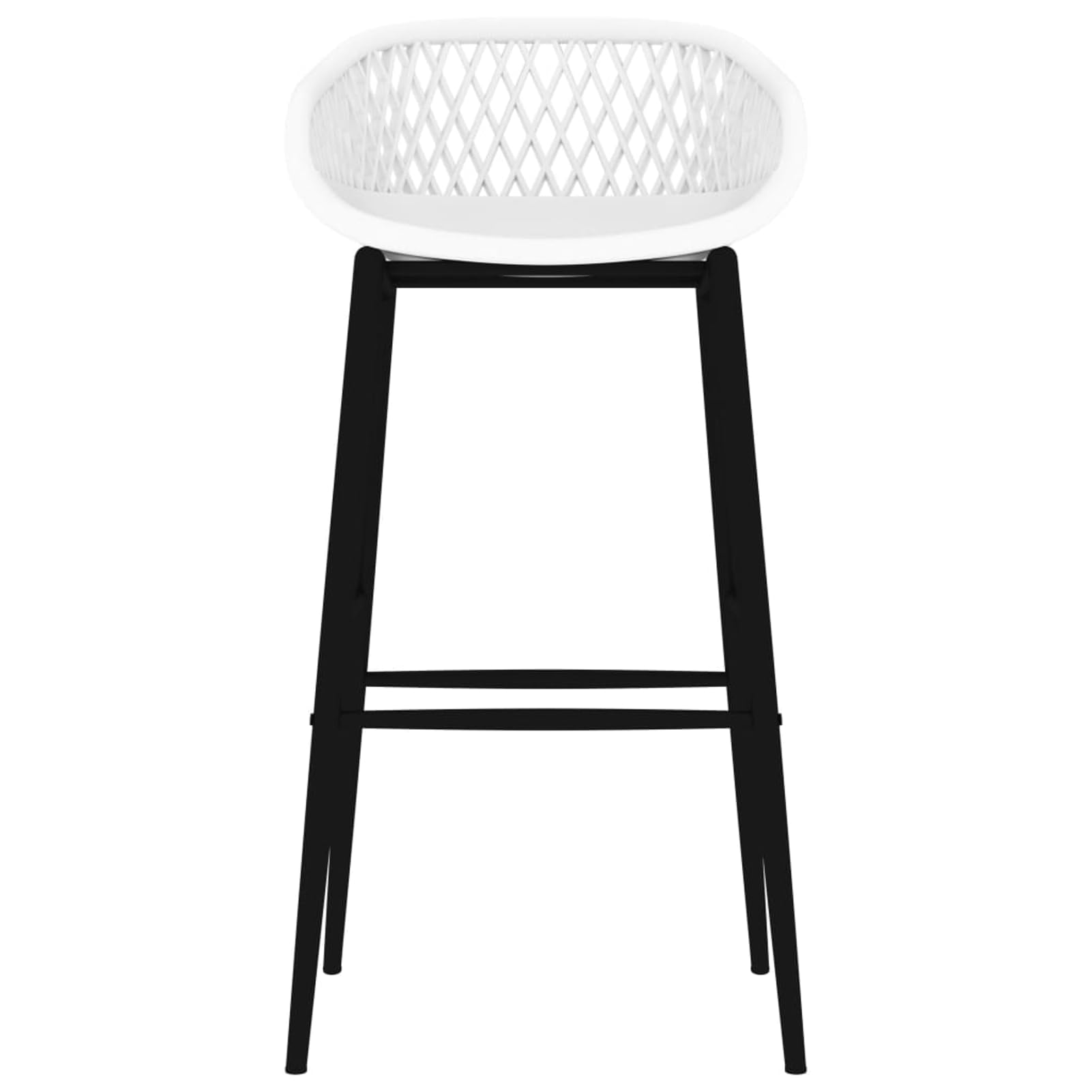 Stołek barowy 2 szt. – ergonomiczne siedzisko z oparciem z siatki, polipropylen i malowany proszkowo metal, 48 x 47,5 x 95,5 cm, wysokość siedziska 74,5 cm, do lady barowej i wyspy kuchennej