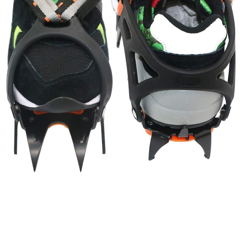 Crampones de Hielo de 12 Dientes Pinzas de Hielo Tacos de tracción para Nieve con Longitud Ajustable Apto para Zapatos US 6 13.5/CN 36 46 Picos de Acero al Manganeso